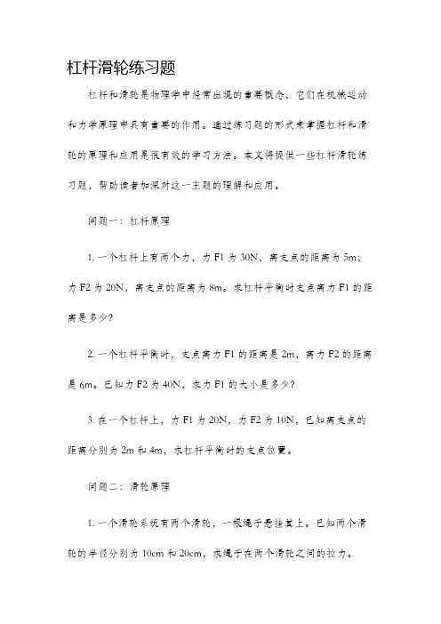 杠杆滑轮练习题