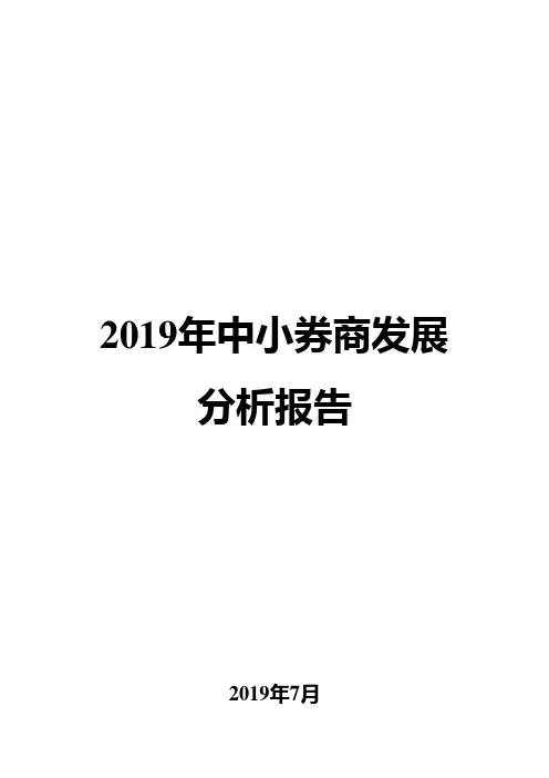 2019年中小券商发展分析报告