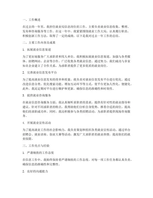 就业局信息个人工作总结