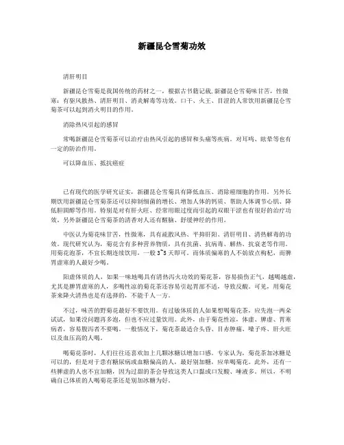 新疆昆仑雪菊功效