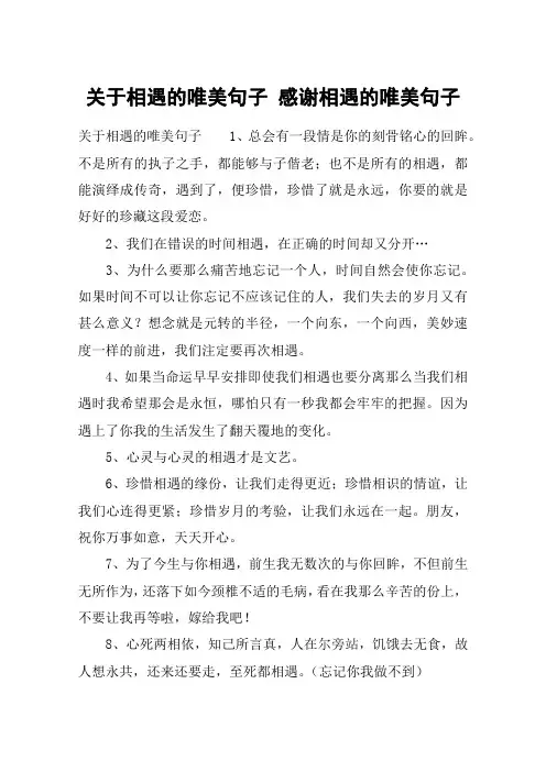 关于相遇的唯美句子 感谢相遇的唯美句子