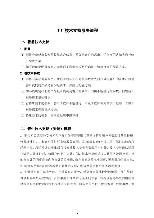 工厂技术支持服务流程