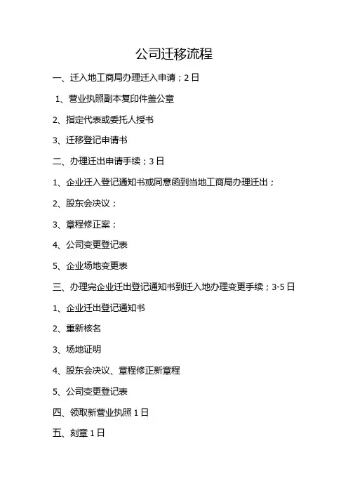 跨省公司迁移流程