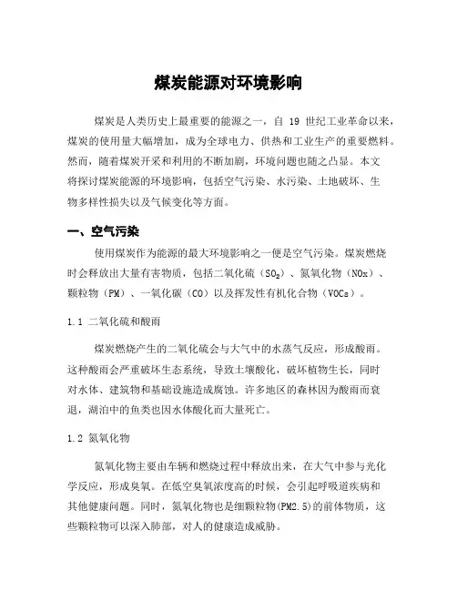 煤炭能源对环境影响
