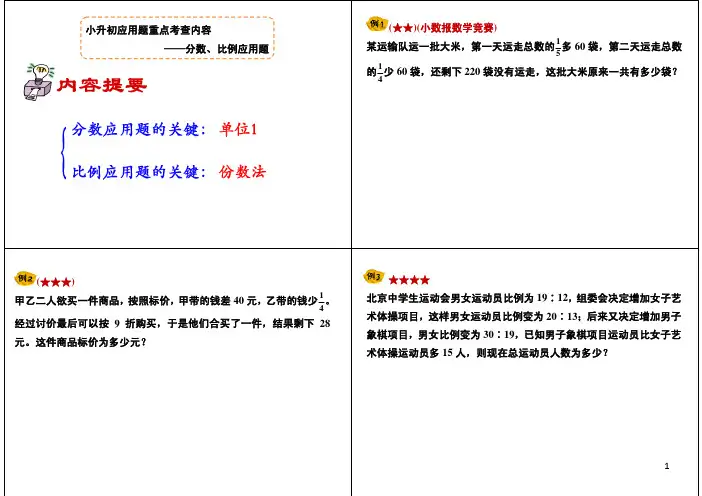 六年级应用题重点考查内容————分数、比例应用题