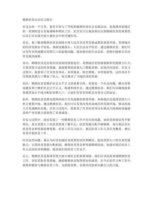 精准扶贫认识实习报告