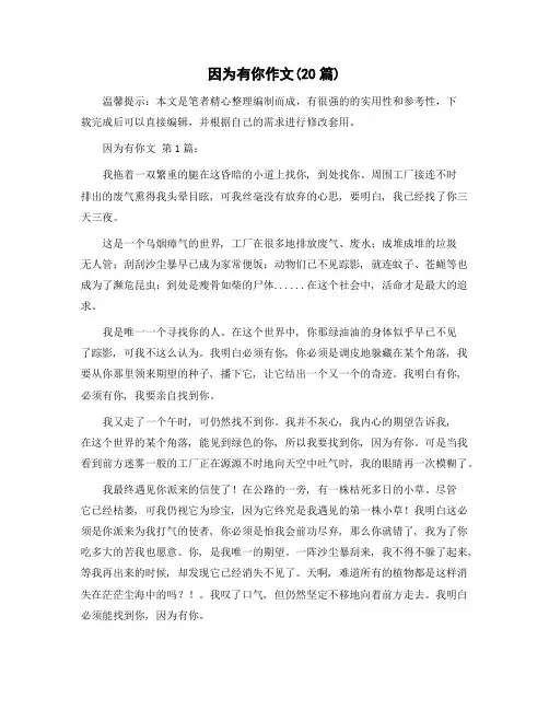 因为有你作文(20篇)范文