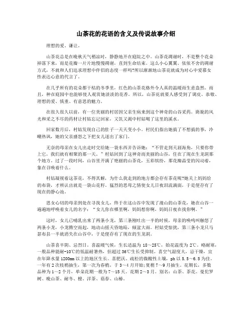 山茶花的花语的含义及传说故事介绍