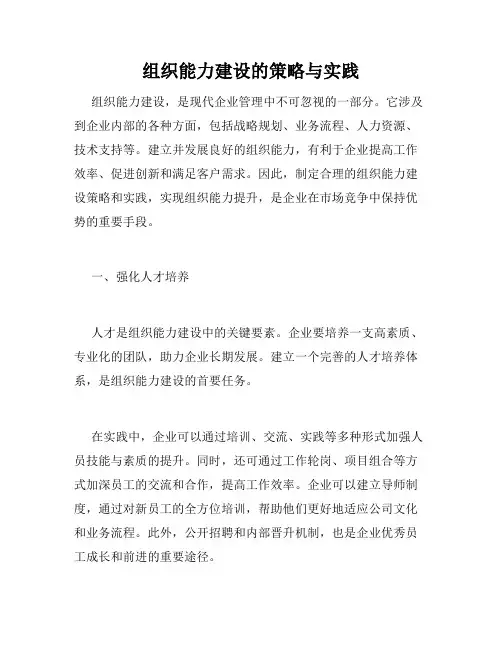 组织能力建设的策略与实践