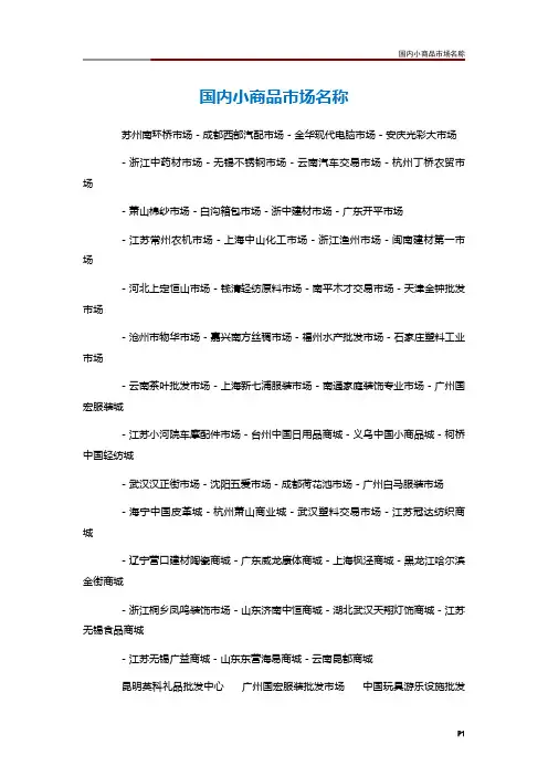 国内小商品市场名称