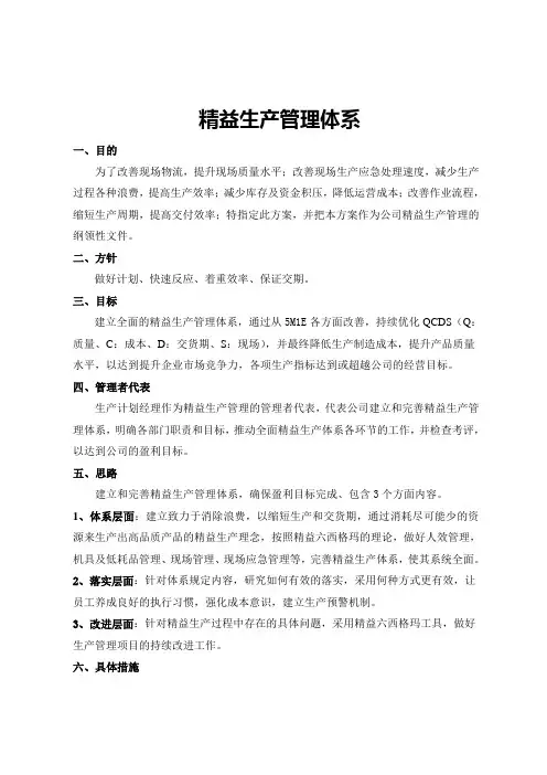 精益生产管理体系