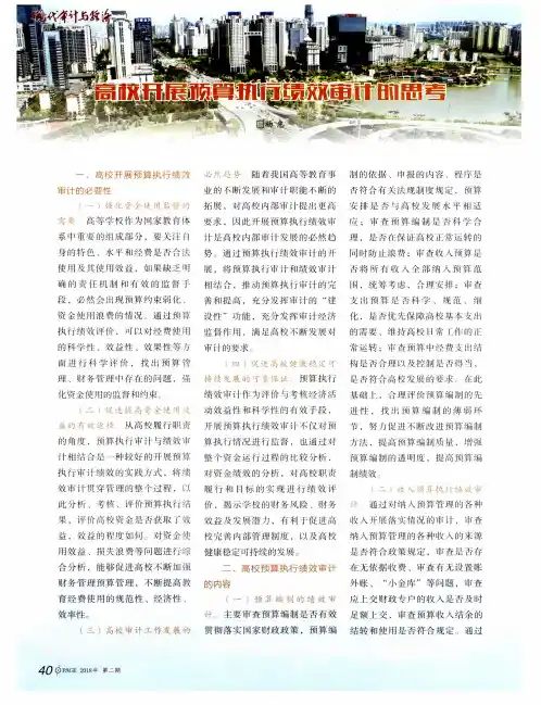 高校开展预算执行绩效审计的思考