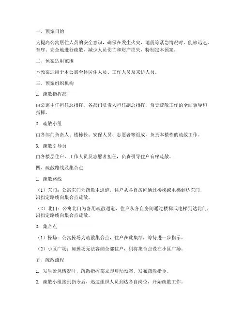 公寓安全疏散预案