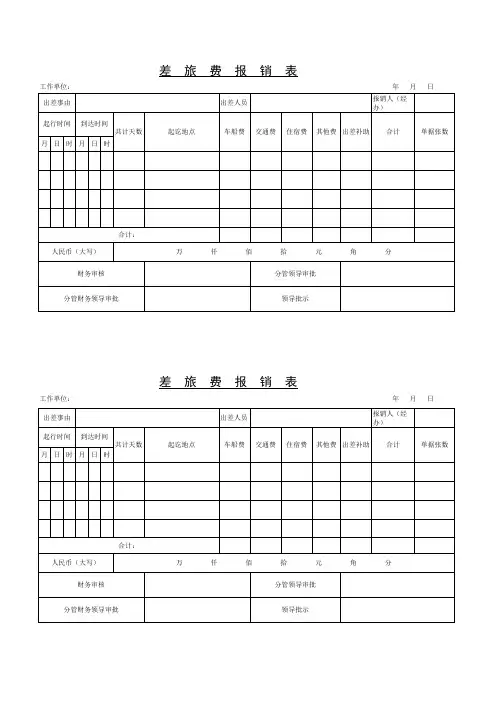 差旅费报销表
