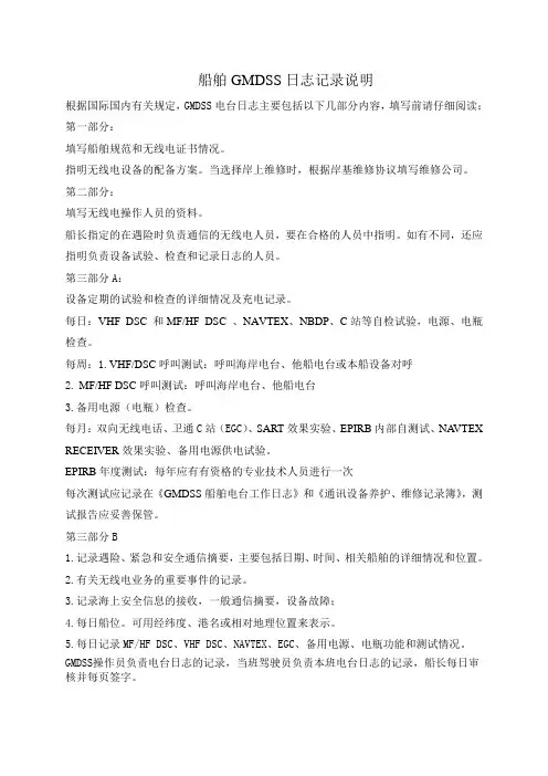船舶GMDSS日志记录说明