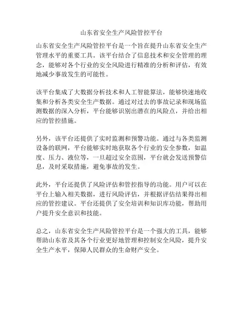 山东省安全生产风险管控平台
