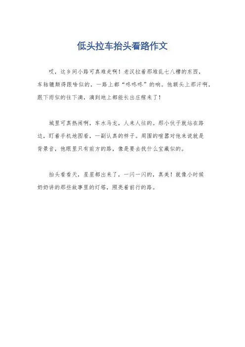 低头拉车抬头看路作文