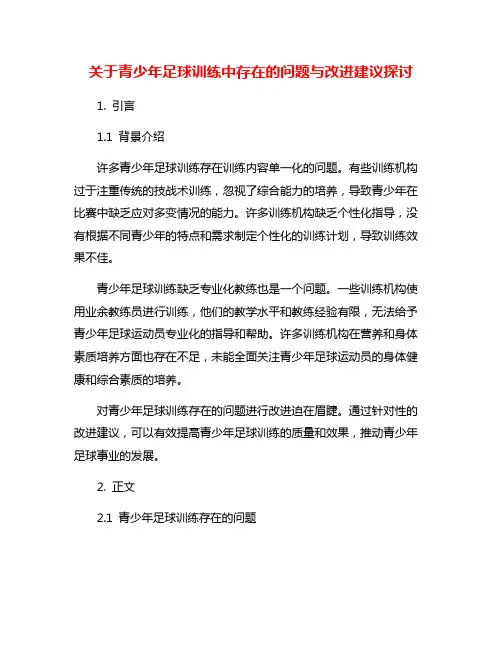 关于青少年足球训练中存在的问题与改进建议探讨