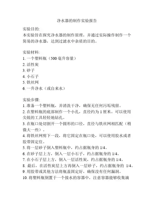 净水器的制作实验报告
