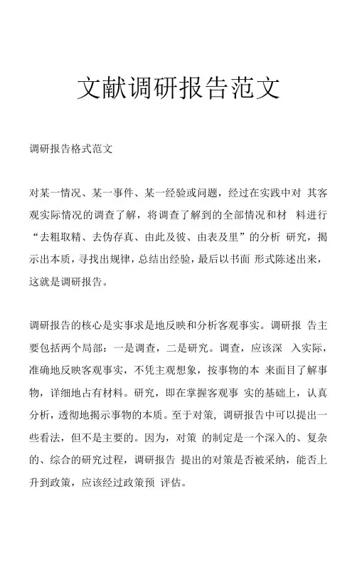 文献调研报告范文
