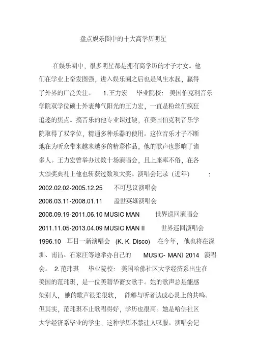 盘点娱乐圈中的十大高学历明星