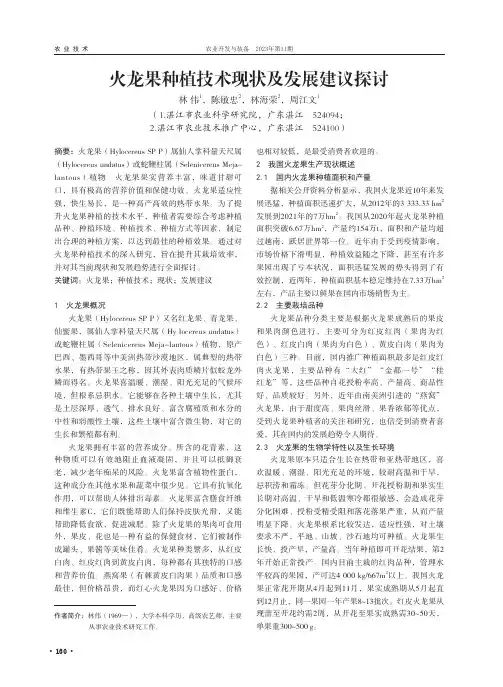 火龙果种植技术现状及发展建议探讨