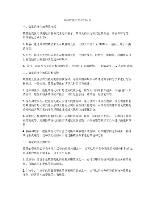 总结数量的变化知识点