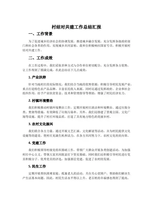 村结对共建工作总结汇报
