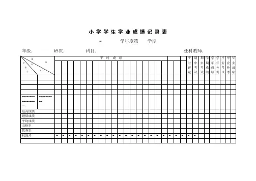 小学学生学业成绩记录表~