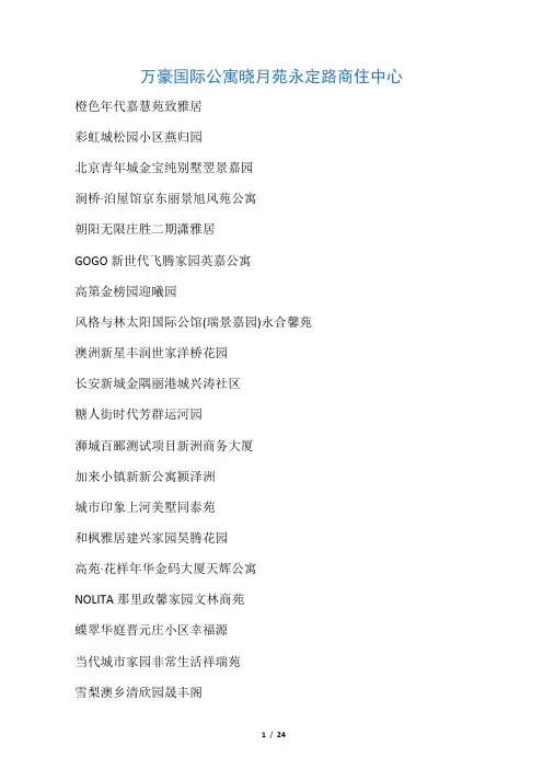 楼盘名称大全