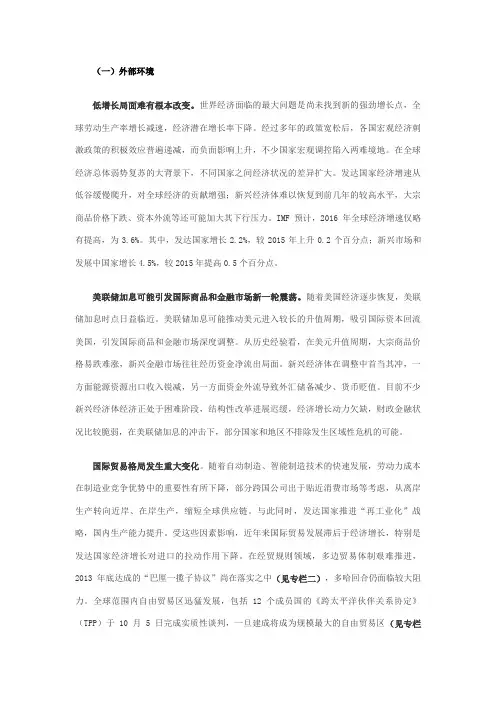 2016国际贸易形势