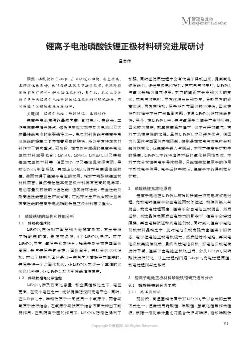 锂离子电池磷酸铁锂正极材料研究进展研讨