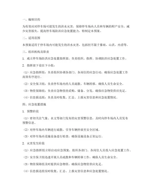 停车场防洪应急处置预案
