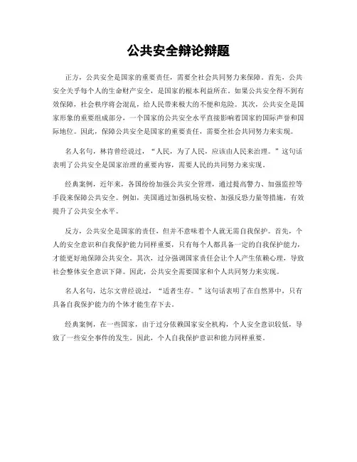 公共安全辩论辩题