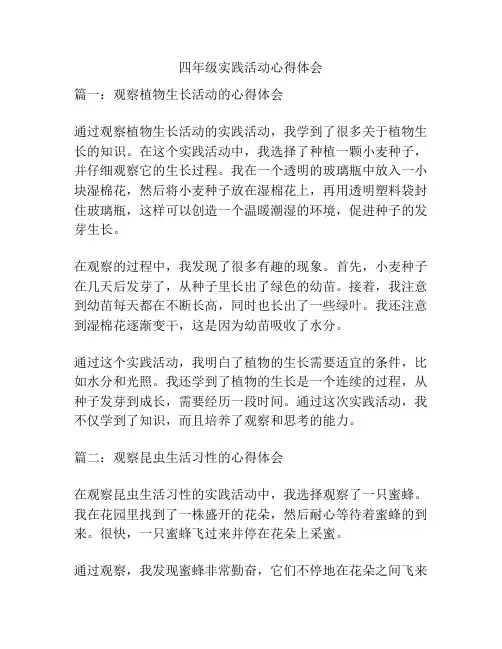 四年级实践活动心得体会