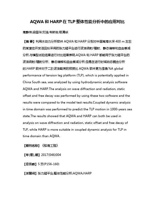 AQWA和HARP在TLP整体性能分析中的应用对比