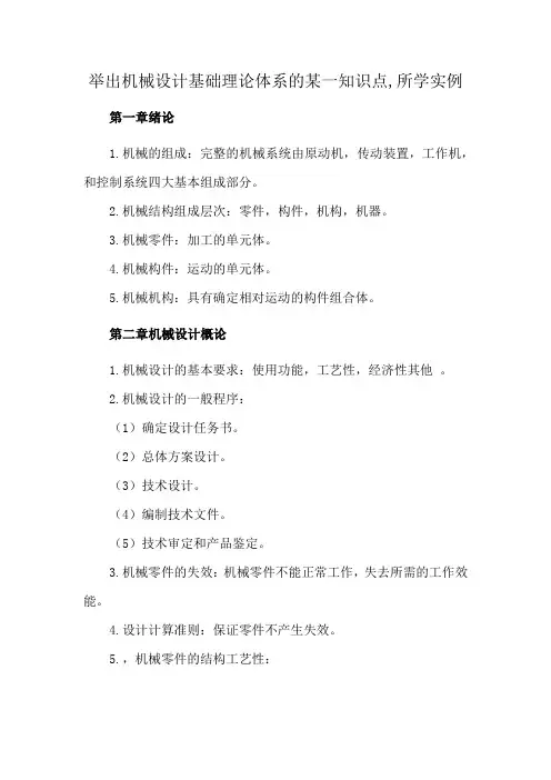 举出机械设计基础理论体系的某一知识点,所学实例