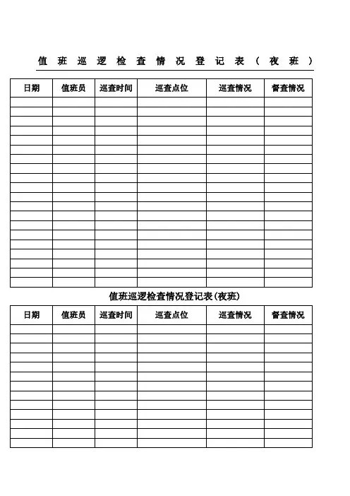 值班巡逻检查情况登记表格