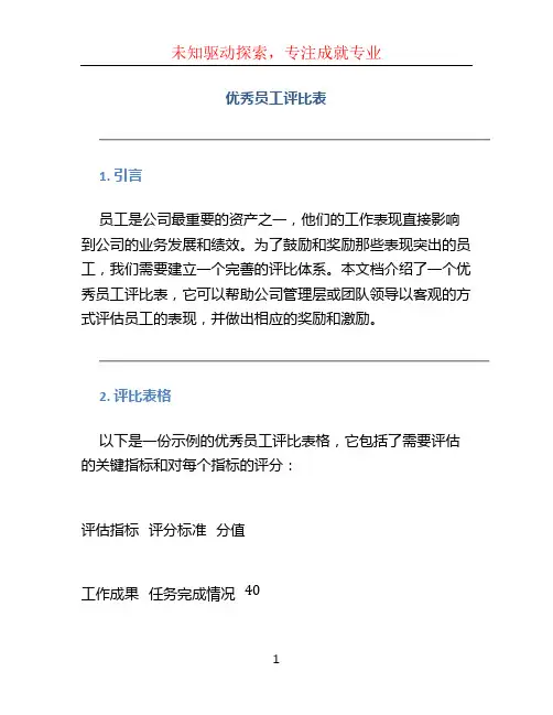优秀员工评比表