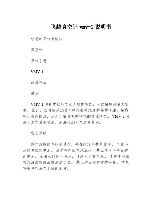 飞越真空计vmv-1说明书