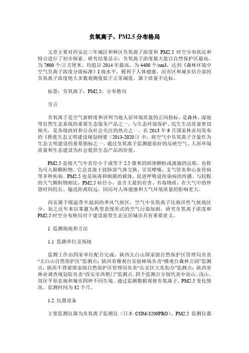 负氧离子、PM2.5分布格局