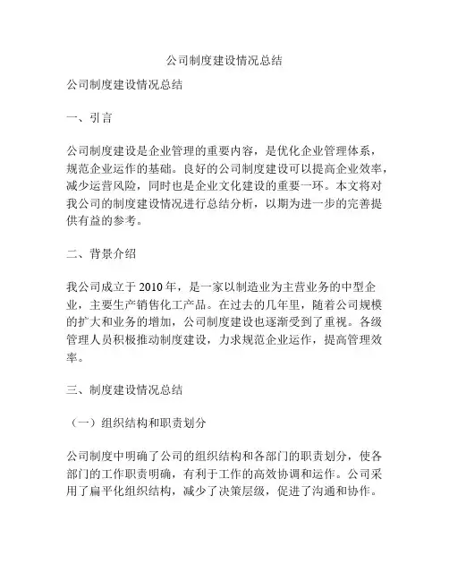公司制度建设情况总结