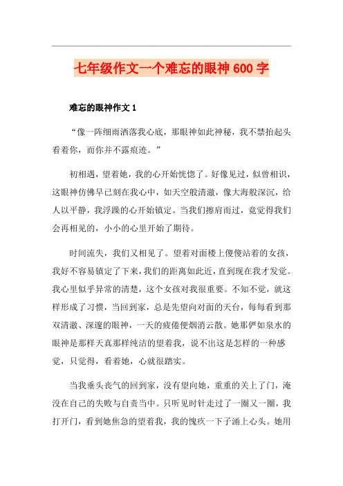 七年级作文一个难忘的眼神600字