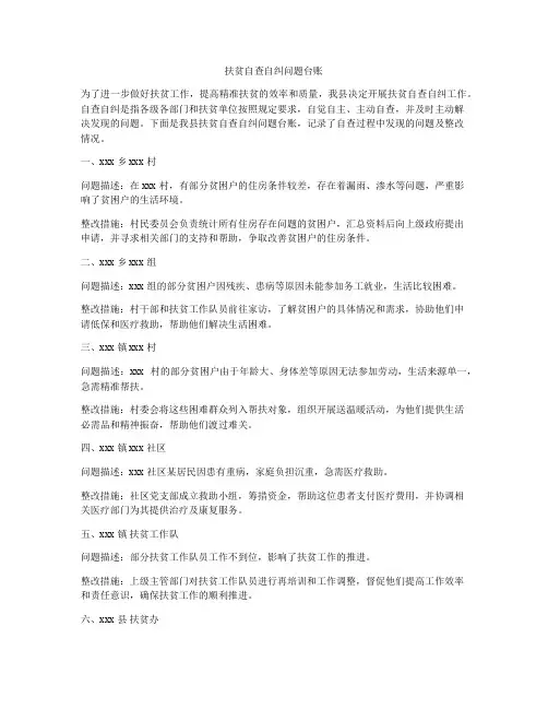 扶贫自查自纠问题台账