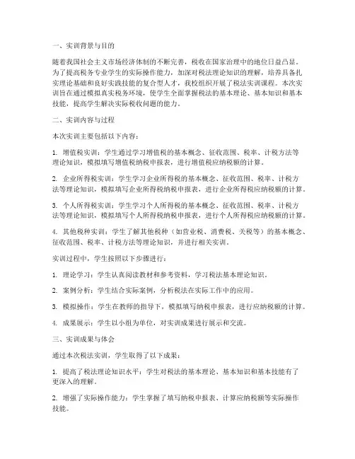税法实训报告报告