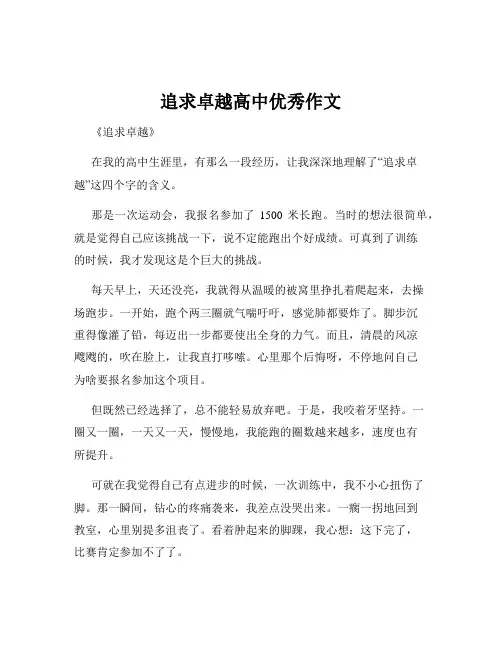 追求卓越高中优秀作文