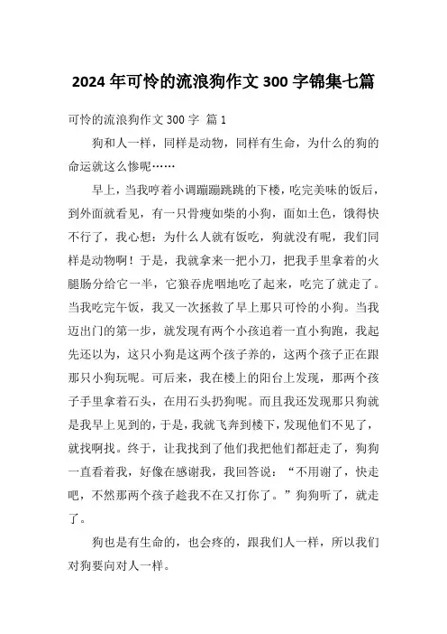 2024年可怜的流浪狗作文300字锦集七篇