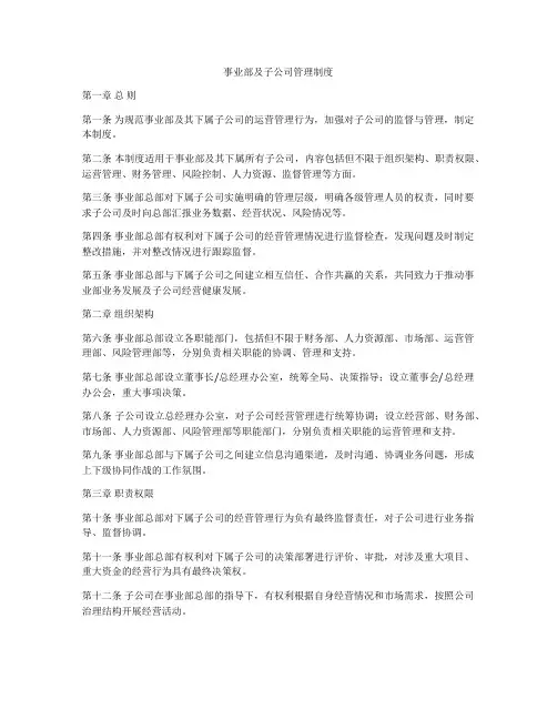 事业部及子公司管理制度