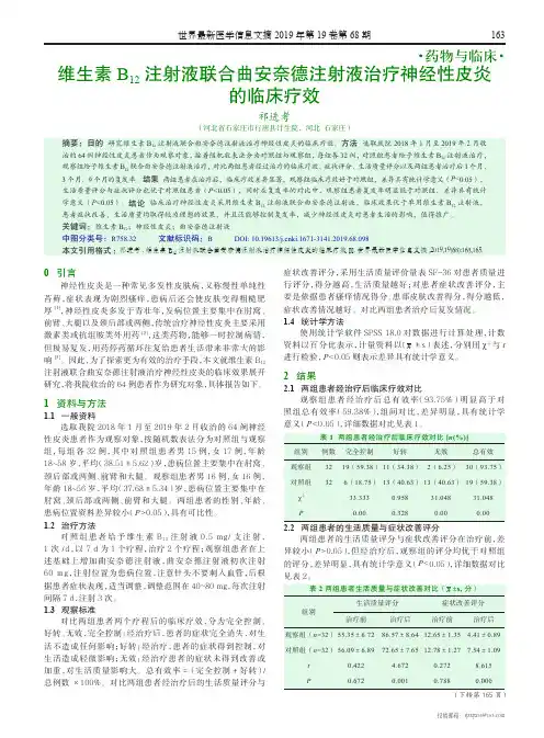维生素B12注射液联合曲安奈德注射液治疗神经性皮炎的临床疗效