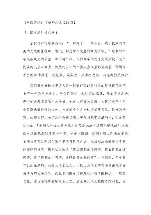 《中国文脉》读后感优选【15篇】